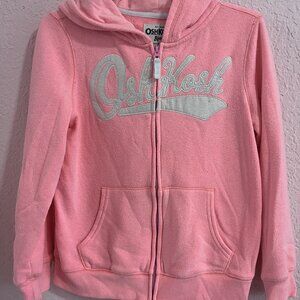 Oshkosh Pink hoodie with white letters for girls. Size 8